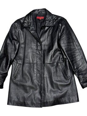 MAX USA GENUINE LEATHER Business Casual Designer Y2K Jacket Coat Womens Large